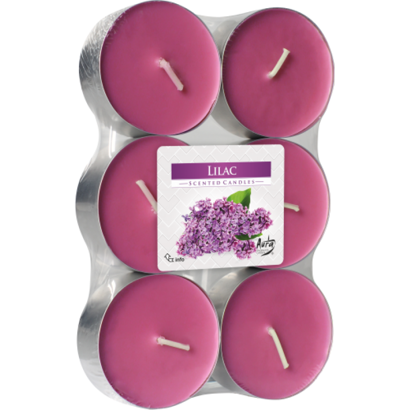 (%) Sveces aromātiskās AURA, Lilac 6gb (8h)